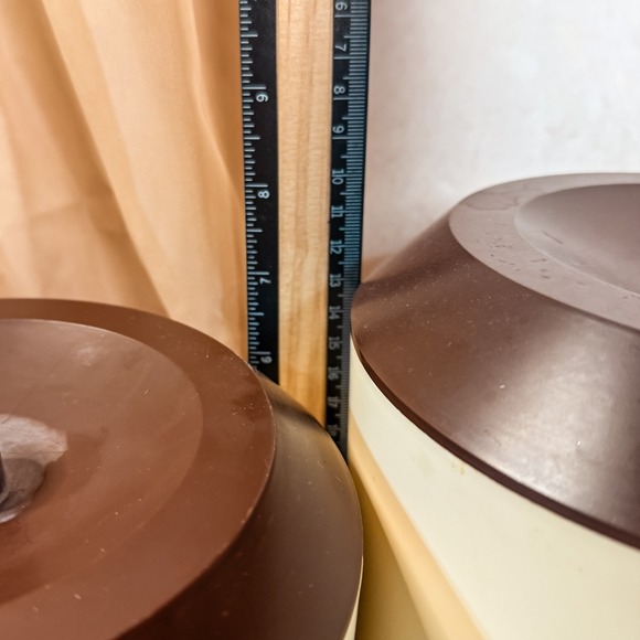 Cream And Brown Floral Sterilite Nesting Canisters Vintage - Picture 4 of 8